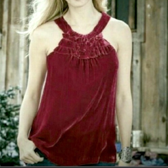 Sundance Red Crushed Velvet Nicole Halter Top. Size M. P/A1719 - Picture 4 of 6